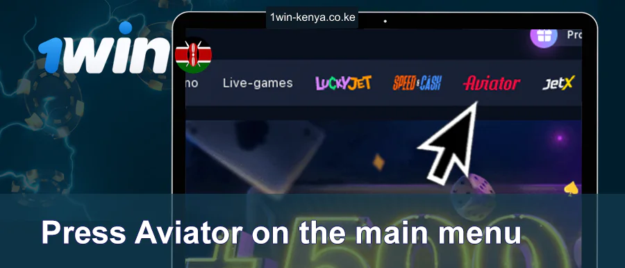 Bofya Aviator Katika Menyu Kuu ya 1Win