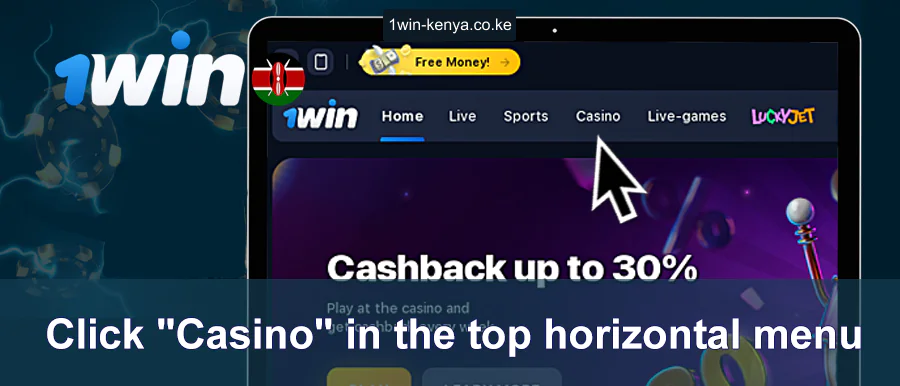 Chagua 1Win Casino Kutoka kwa Menyu kuu