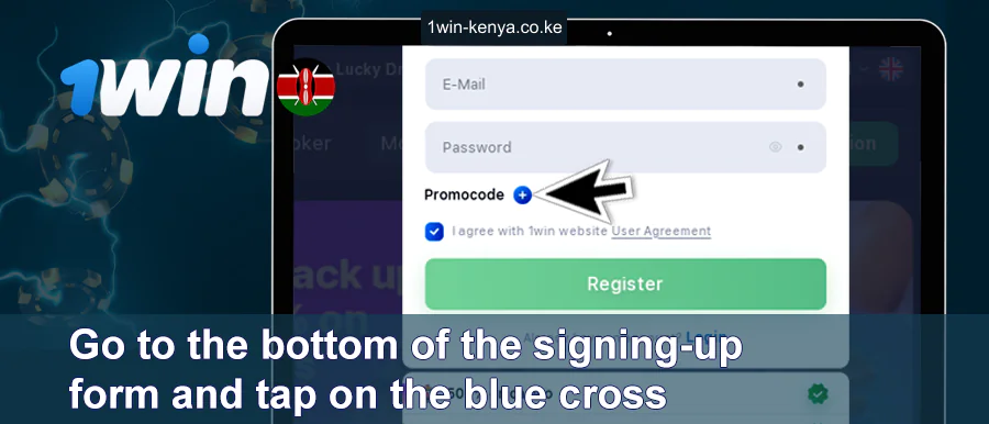 Bonyeza Msalaba wa Bluu Chini ya Ukurasa kwenye 1WIN