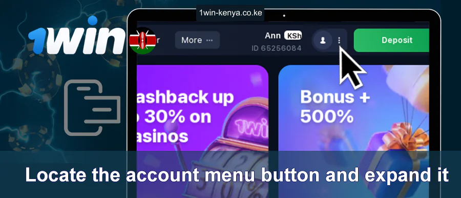 Panua Kitufe cha Menyu ya Akaunti ya 1win