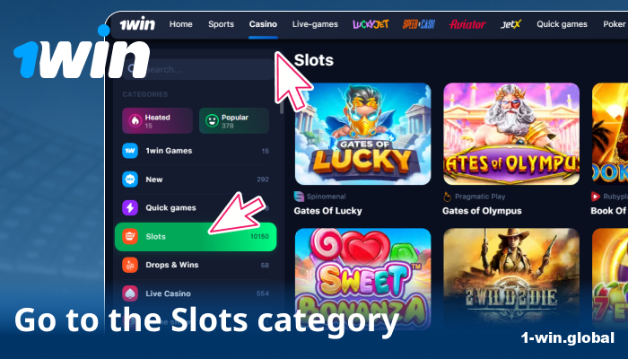 Go to Casino → Slots to browse thousands of titles